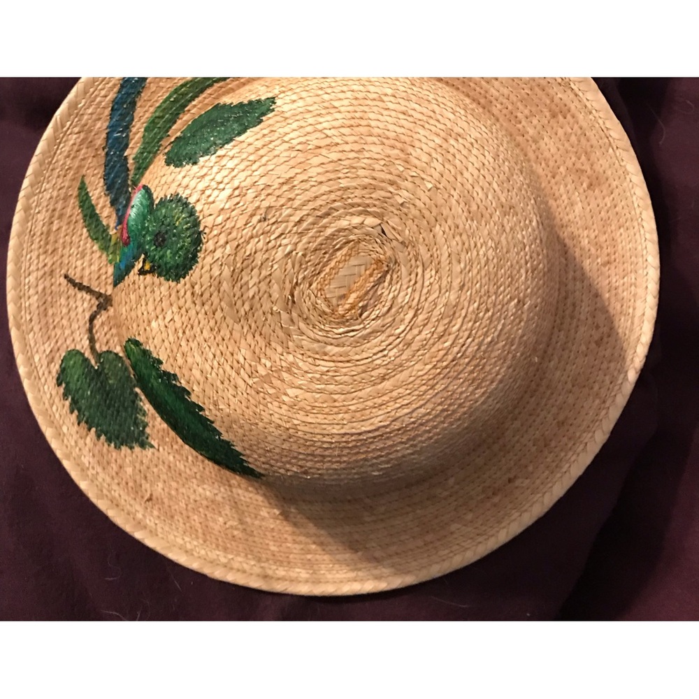 Hand Woven Straw Hat hand made and painted in Guatemala by Mayan artisan